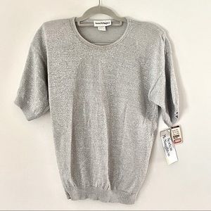 VTG silver metallic short sleeve top NWT Deadstock Pullover Round Neck Shirt